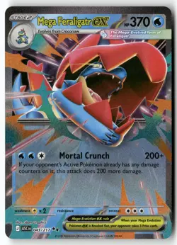 MEGA FERALIGATR EX 043/217 DOUBLE RARE ASCENDED HEROES POKEMON HOLO NEAR MINT - Image 1