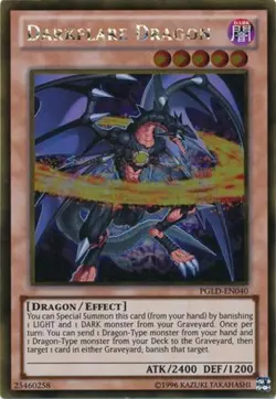 Darkflare Dragon - PGLD-EN040 - Gold Rare - Unlimited Edition - Heavily Played - Image 1