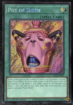 Pot of Sloth Secret Rare Holo 1st Edition CORI-EN049 konami yugioh NM Pack fresh - Image 1