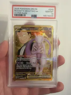Pokemon TCG Gold Team Rocket's Mewtwo EX 240/182 Destined Rivals PSA 10 - Image 1