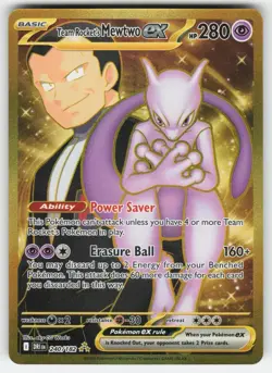 Pack Fresh Team Rocket's Mewtwo ex 240/182 Destined Rivals Hyper Rare Pokemon - Image 1