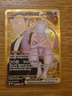 Pokemon TCG Gold Team Rocket's Mewtwo EX 240/182 Destined Rivals - Image 1