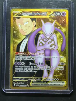 DAMAGED! - Team Rocket's Mewtwo ex 240/182 - Destined Rivals Pokemon Hyper Rare - Image 1
