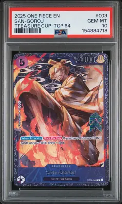 2025 ONE PIECE PROMOS TREASURE CUP-TOP 64 #003 SAN-GOROU PSA 10 - Image 1