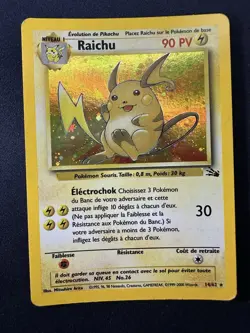 Raichu 14/62 Holo Rare Unlimited Fossil Set WOTC Pokemon (French) LP/MP A - Image 1