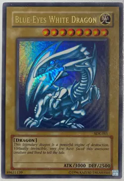 Yugioh Blue-Eyes White Dragon SDK-001 Unlimited Ultra Rare WAVY - Image 1