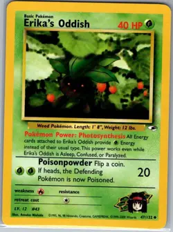 Erika's Oddish 47/132 Non Holo Gym Heroes - Pokemon Card - NM - Image 1
