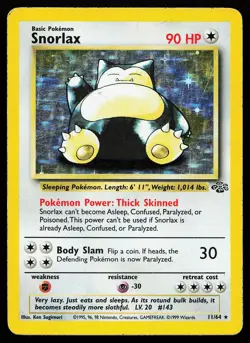 Snorlax 11/64 Unlimited Holo Rare Jungle Pokemon Card - Image 1