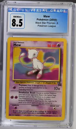 Mew #8 CGC 8.5 Non-Holo Black Star Promo Pokemon League Pokemon Card - Image 1