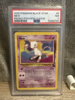 2000 POKEMON PROMO BLACK STAR POKEMON LEAGUE #8 MEW PSA 7 - Image 1