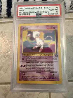 2000 Pokemon TCG Black Star Mew Promo - Pokemon League #8 PSA 10 GEM MT - Image 1