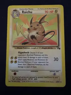 Pokemon TCG Fossil Raichu Non-Holo Card 29/62 - Image 1