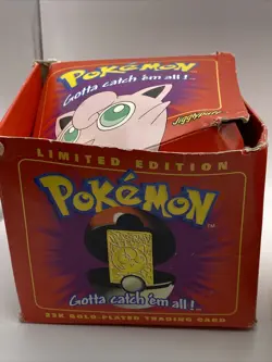 Pokemon Card Jigglypuff 23K Gold Plated 1999 Burger King in Box With Ball - Image 5