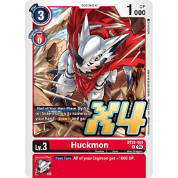 4x Huckmon BT20-008 Release Special Booster 2.5 Uncommon Digimon Card Game NM - Image 1