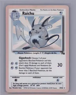 Raichu (29) 29/62 Rare Fossil Sun Fade Pokemon Card - Image 1