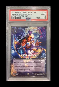 2025 DISNEY LORCANA EN C1-LORCANA CHALLENGE PROMO #10 A WHOLE NEW WORLD PSA 9 - Image 1