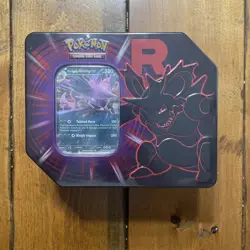 Pokemon Cards Destined Rivals Team Rocket Tin Nidoking EX Promo 5 Booster Packs - Image 1
