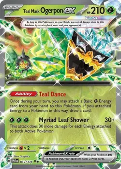 Pokemon S&V Prismatic Evolutions Card #012 Teal Mask Ogerpon ex - Image 1