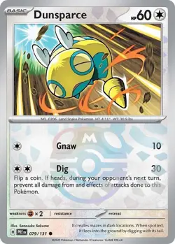 Pokemon S&V Prismatic Evolutions Masterball Holo Card #079 Dunsparce - Image 1