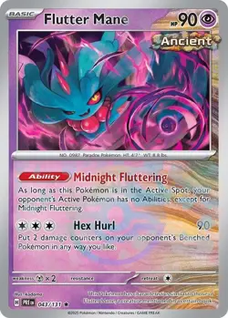Pokemon S&V Prismatic Evolutions Masterball Holo Card #043 Flutter Mane - Image 1
