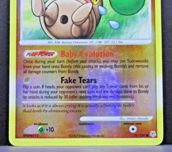 Bonsly 71/130 Diamond & Pearl Reverse Holo Common Pokemon MP - Image 3