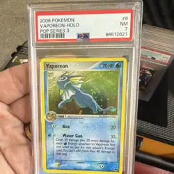 Pokemon TCG Vaporeon 6/17 POP Series 3 Holo Rare HP 70 EN PSA 7 2006 - Image 1