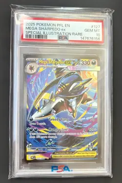2025 Pokemon Phantasmal Flames Mega Sharpedo Ex SIR 127 PSA 10 - Image 1