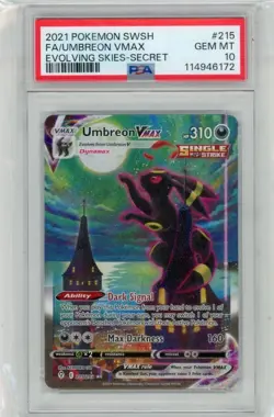2021 Pokemon Umbreon Vmax 215/203 Alt Art PSA 10 - Image 1