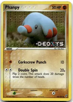 Phanpy 69/107 Common Deoxys Pokemon Reverse Holo Damaged - Image 1