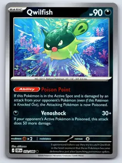 Qwilfish 052/086 Pokemon Chaos Rising Reverse Holo NM/LP - Image 1