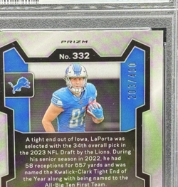 2023 Panini Prizm #332 Sam LaPorta Rookie Pandora /400 SP PSA 10 RC Lions - Image 3