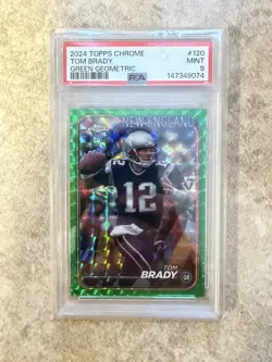 2024 Topps Chrome - Tom Brady #120 Green Geometric Refractor /99 PSA 9 - Image 1