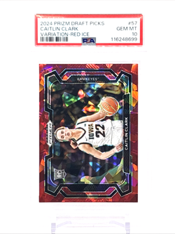 Caitlin Clark 2024 Panini Prizm Draft Picks RC Variation Red Ice #57 PSA 10! - Image 1