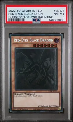 YuGiOh 2022 GFP2-EN176 Red-Eyes Black Dragon Ghost Rare 1st Edition PSA 8 Ghost - Image 1