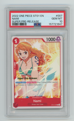 2022 ONE PIECE SUPER PRE RELEASE ST01-007 NAMI PSA 10 GEM MINT - Image 1