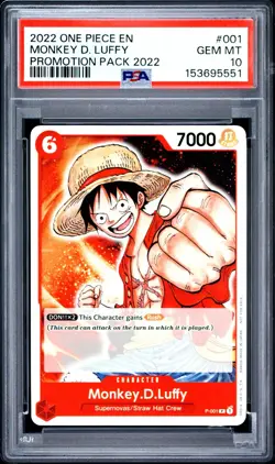PRE-ERRATA 2022 One Piece Monkey D. Luffy Promotion P-001 Promo #001 PSA 10 - Image 1