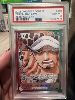 2022 One Piece JPN OP01 Alternate Art #002 Trafalgar Law PSA 10 JAPANESE - Image 1