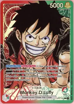 One Piece Single: Monkey D. Luffy Leader Alt Art OP01-003 Romance Dawn NM - Image 1