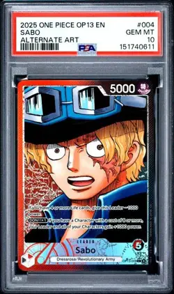 2025 ONE PIECE OP13 CARRYING ON HIS WILL ALTERNATE ART LEADER #004 SABO PSA 10 - Image 1