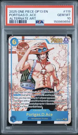Portgas D Ace One Piece Carrying On His Will OP13-119 Alternate Art PSA 10 - Image 1