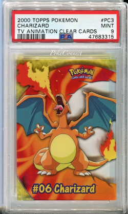 PSA 9 MINT Pokemon Charizard Topps Clear Card PC3 2000 TV Animation - Image 1