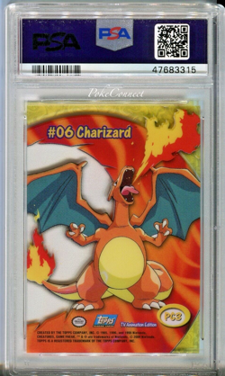 PSA 9 MINT Pokemon Charizard Topps Clear Card PC3 2000 TV Animation - Image 2