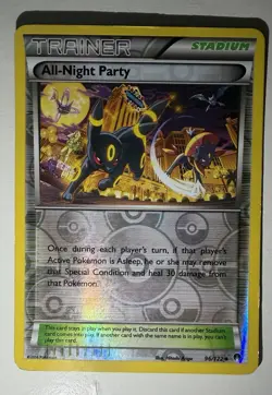 All Night Party 96/122 Reverse Holo Umbreon XY Break Point Pokemon MP - Image 1