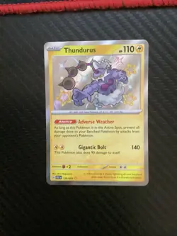 Thundurus 139/091 Shiny Rare Paldean Fates Pokemon NM - Image 1