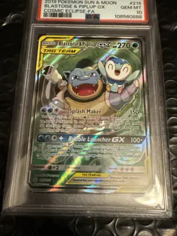 2019 POKEMON SUN & MOON COSMIC ECLIPSE FULL ART/BLASTOISE & PIPLUP GX PSA 10 - Image 3