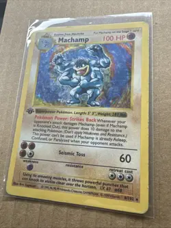 Machamp (Base Set Shadowless) 8/102 1st Edition Holo Rare POKEMON *DAMAGED* - Image 2
