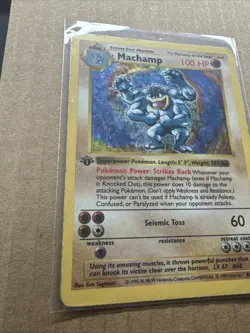 Machamp (Base Set Shadowless) 8/102 1st Edition Holo Rare POKEMON *DAMAGED* - Image 3