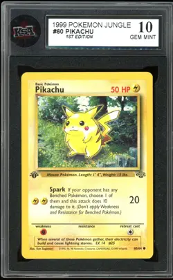 1999 Pokemon Jungle 1st Edition #60 Pikachu KSA 10 Gem Mint - Image 1