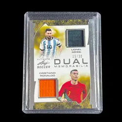 2022 Leaf Ultimate Soccer Cristiano Ronaldo & Lionel Messi Game Used Patch 15/30 - Image 1