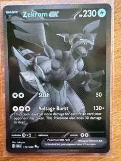 Pokemon Zekrom EX Black Bolt 172/086 English TCG Card Near Mint Condition - Image 1